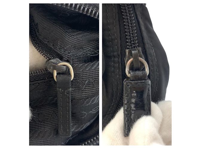 Bolsa de ombro Prada em nylon tessuto com logo triangular Preto - vista 6