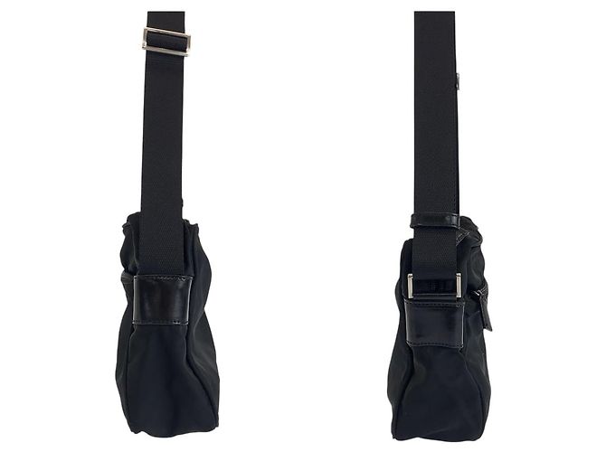 Bolsa de ombro Prada em nylon tessuto com logo triangular Preto - vista 8