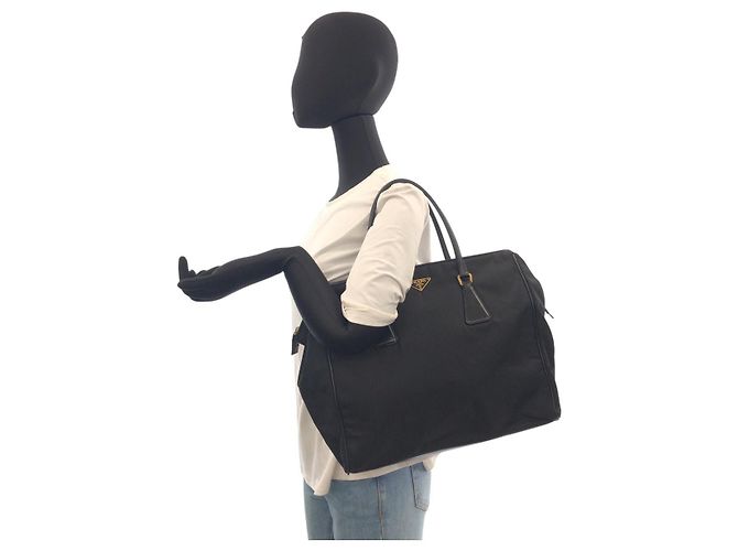Prada Nylon Tessuto Logo Tote Bag Schwarz - Ansicht 7