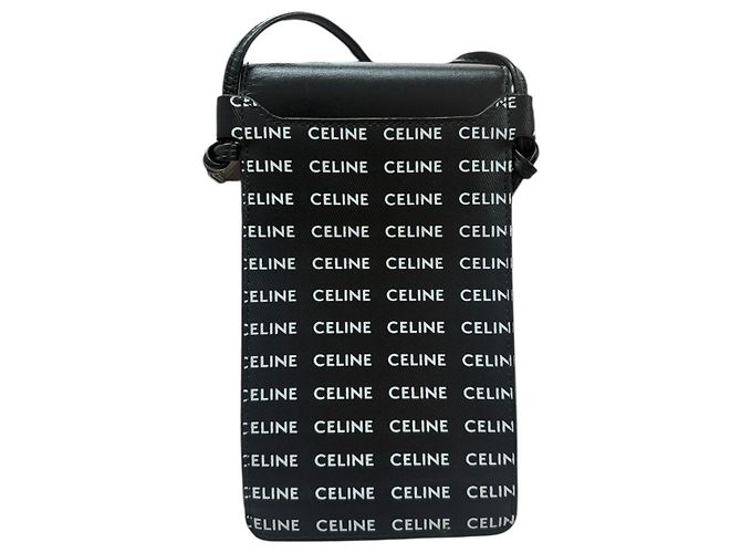 Céline Borsa a spalla in pelle con stampa logo Celine Nero - vista 2