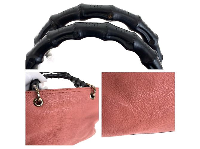 Gucci Bamboo Leder Tote Tasche Pink - Ansicht 6