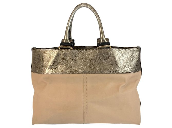 Chloé Chloe Canvas-Leder Tote Bag Braun Beige - Ansicht 2