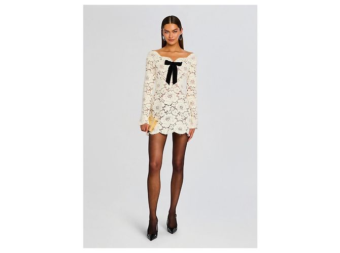 Retrofête Das Perdita-Spitzenkleid verfügt über zarte Spitze Beige - Ansicht 3