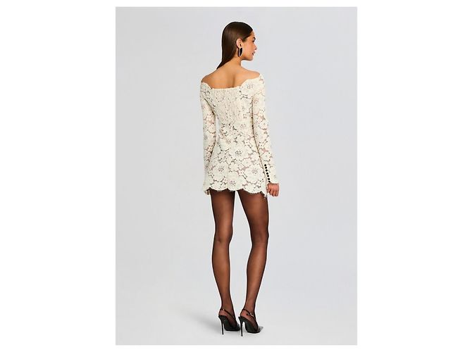 Retrofête Das Perdita-Spitzenkleid verfügt über zarte Spitze Beige - Ansicht 4