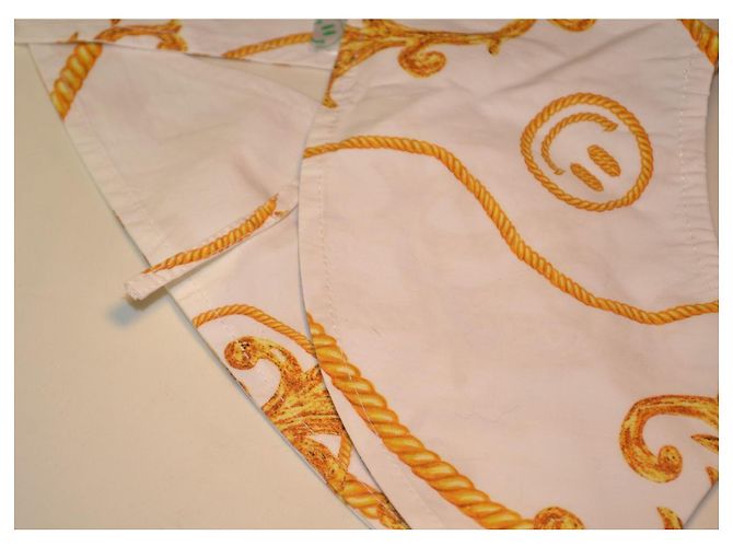 Lenço gola Ganni de algodão branco e dourado - vista 3