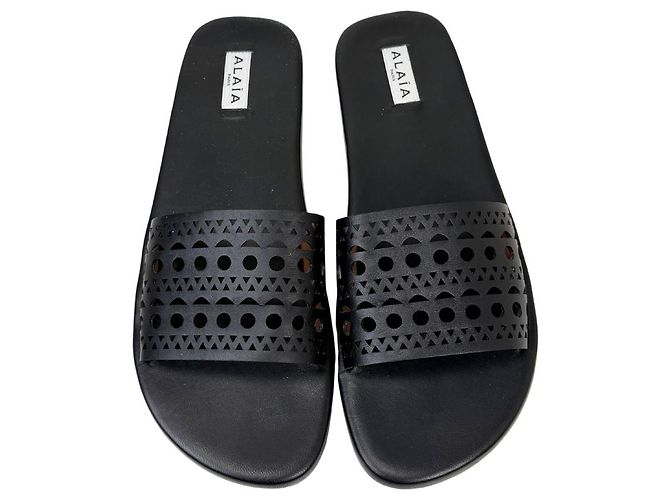 Sandali piatti Alaïa Vienne in pelle nera Nero - vista 2