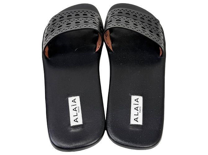 Sandali piatti Alaïa Vienne in pelle nera Nero - vista 3