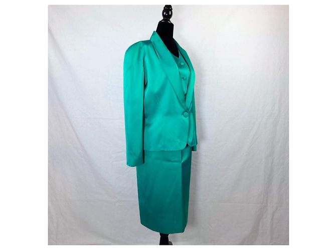 Yves Saint Laurent YSL tailleur verde da cerimonia con gilet 1988 - vista 11
