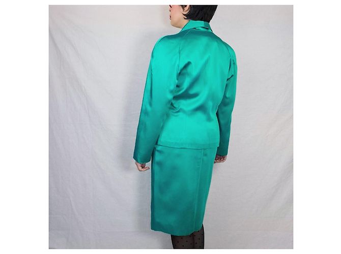 Yves Saint Laurent YSL tailleur verde da cerimonia con gilet 1988 - vista 13