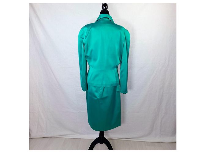 Yves Saint Laurent YSL tailleur verde da cerimonia con gilet 1988 - vista 2