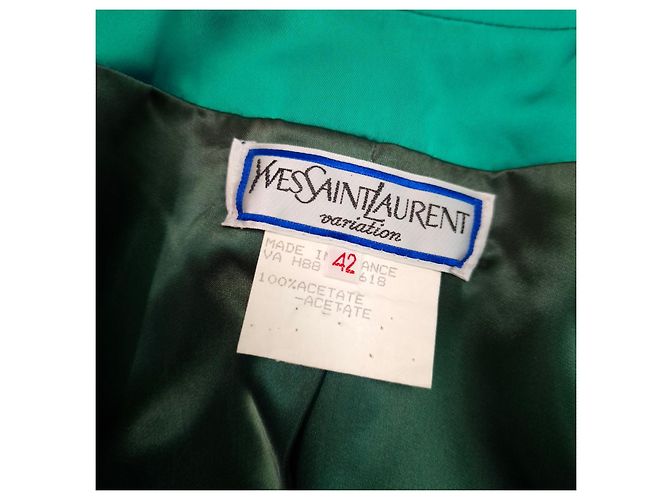 Yves Saint Laurent YSL tailleur verde da cerimonia con gilet 1988 - vista 4