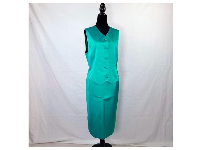 Yves Saint Laurent YSL tailleur verde da cerimonia con gilet 1988 - vista 7