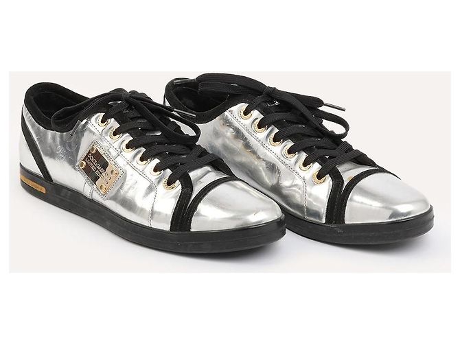 Sneakers Dolce & Gabbana in pelle argento uomo - vista 3