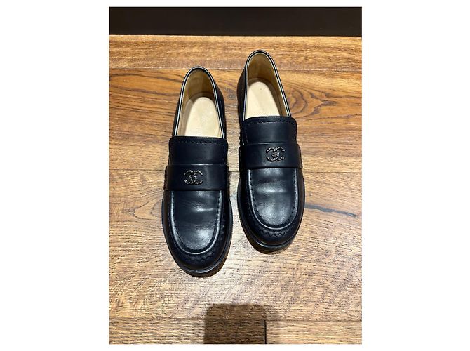 Chanel Navy Leder CC Slipper Marineblau - Ansicht 11