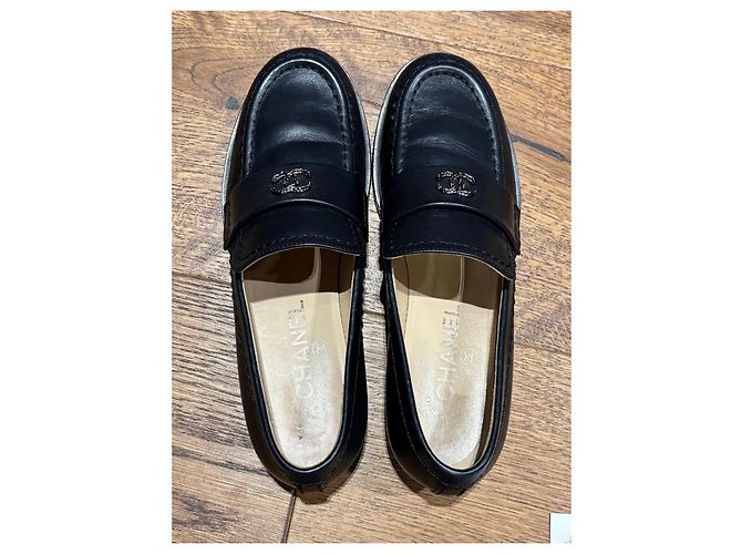 Chanel Navy Leder CC Slipper Marineblau - Ansicht 8