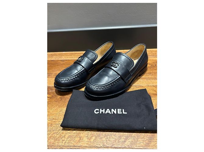 Chanel Navy Leder CC Slipper Marineblau - Ansicht 9