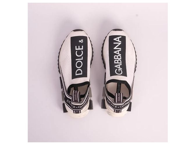 Dolce & Gabbana Sorrento Slip-On Strick-Sneaker Weiß Schwarz - Ansicht 4