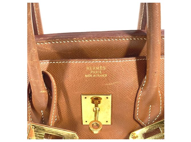 Borsa Tote Hermès Birkin 35 in pelle Courchevel oro D'oro - vista 12