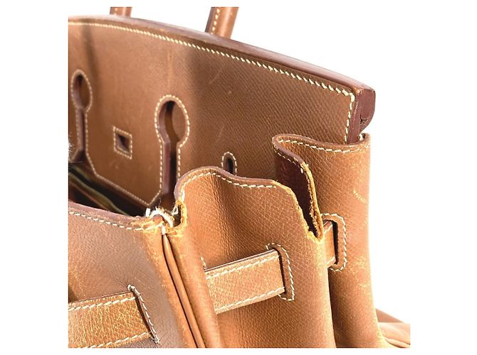 Borsa Tote Hermès Birkin 35 in pelle Courchevel oro D'oro - vista 13