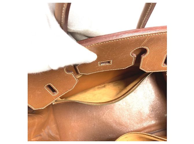 Borsa Tote Hermès Birkin 35 in pelle Courchevel oro D'oro - vista 16