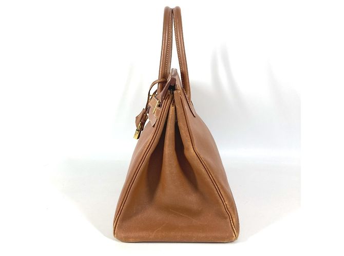Borsa Tote Hermès Birkin 35 in pelle Courchevel oro D'oro - vista 3