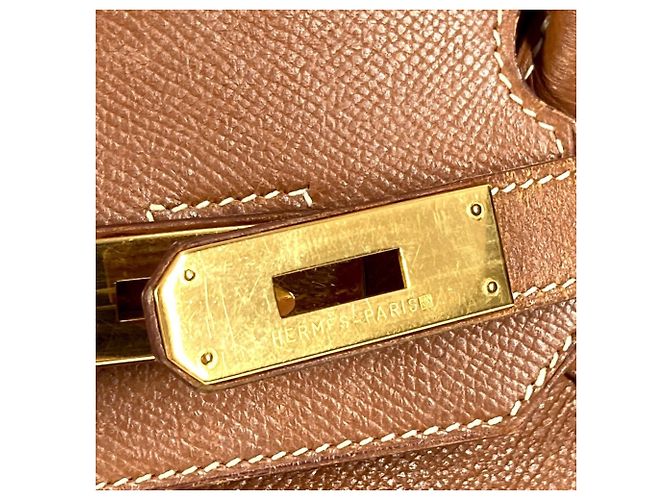 Borsa Tote Hermès Birkin 35 in pelle Courchevel oro D'oro - vista 9