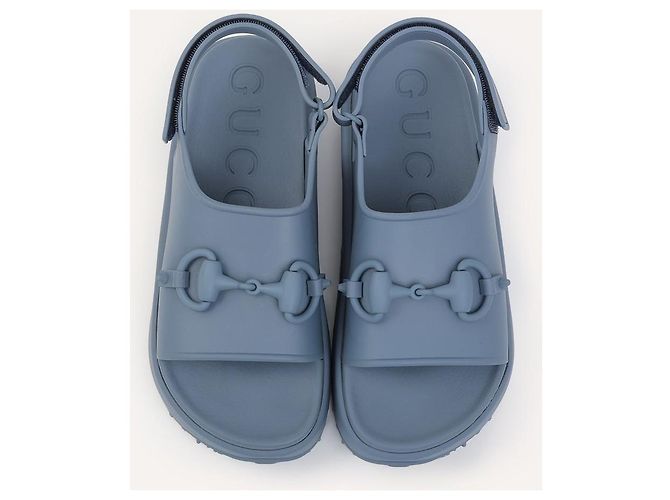 Sandales plateforme en caoutchouc Horsebit Gucci bleu marine - vue 5