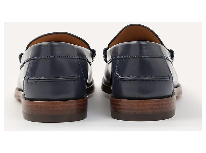 Mocassini Gucci Interlocking G in pelle blu navy - vista 2