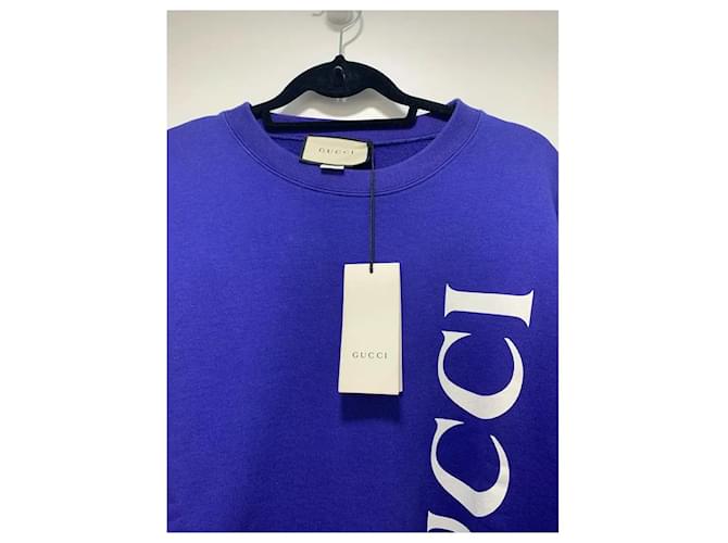 Suéter Gucci con estampado de logotipo de algodón azul marino XL - vista 2