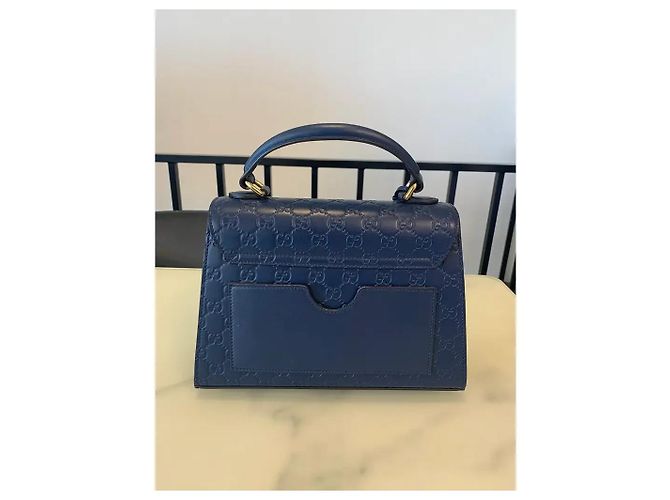 Borsa Gucci Padlock in pelle blu navy - vista 2