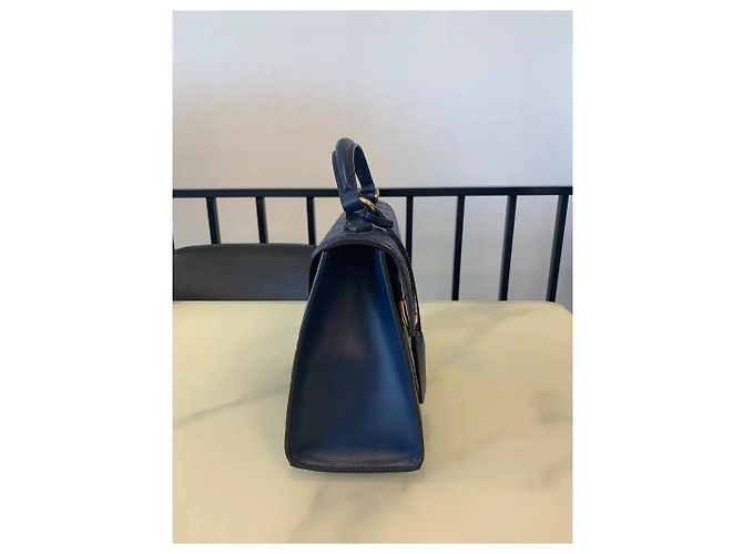 Borsa Gucci Padlock in pelle blu navy - vista 3