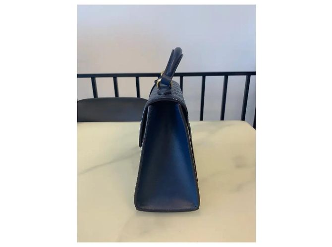 Borsa Gucci Padlock in pelle blu navy - vista 4