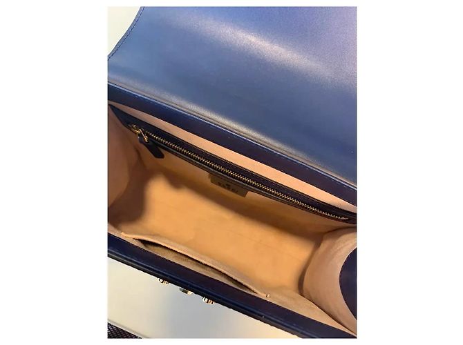 Borsa Gucci Padlock in pelle blu navy - vista 7