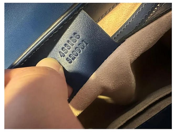 Borsa Gucci Padlock in pelle blu navy - vista 9