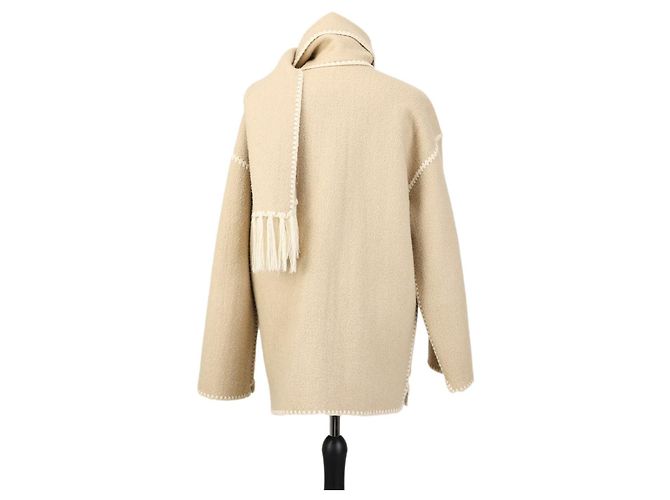 Giacca Totême beige con sciarpa ricamata in lana - vista 2