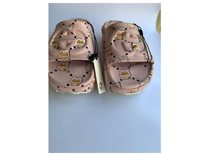 Marmont Gucci x Pikarar Gummisandalen Rosa Katzenmuster - Ansicht 3