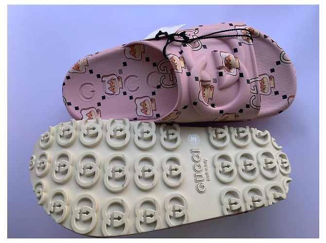 Marmont Gucci x Pikarar Gummisandalen Rosa Katzenmuster - Ansicht 4