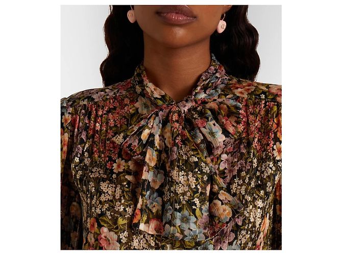 Blusa de seda con estampado floral de Valentino con lazo Multicolor - vista 6