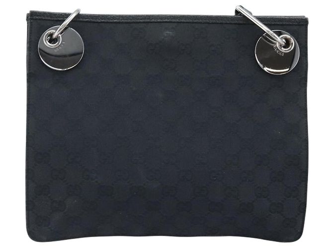 Borsa a Spalla GG Canvas Gucci Nera Argento 120841 Auth ep13711 Nero - vista 2