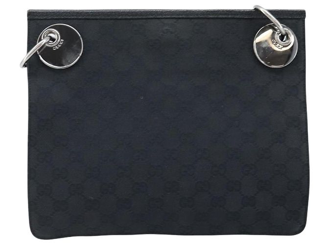 Borsa a Spalla GG Canvas Gucci Nera Argento 120841 Auth ep13711 Nero - vista 3