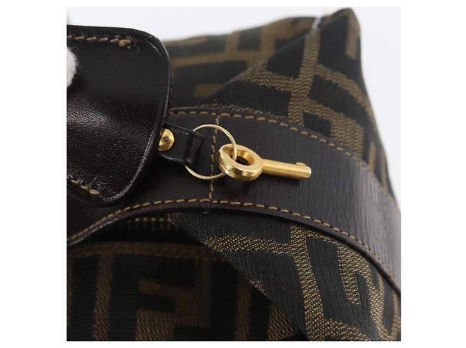 Borsa a mano Vanity in tela Zucca FENDI nera marrone oro Auth ARZ429 Nero D'oro - vista 10