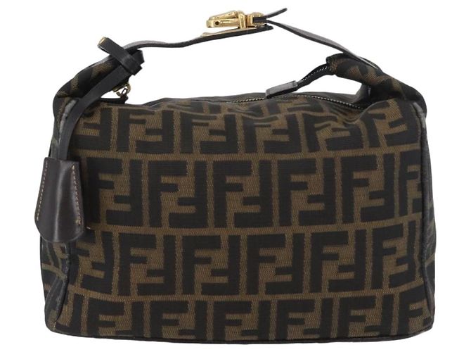Borsa a mano Vanity in tela Zucca FENDI nera marrone oro Auth ARZ429 Nero D'oro - vista 13