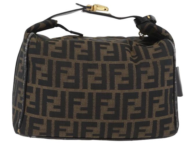 Borsa a mano Vanity in tela Zucca FENDI nera marrone oro Auth ARZ429 Nero D'oro - vista 2