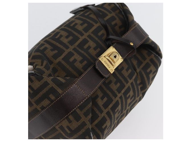 Borsa a mano Vanity in tela Zucca FENDI nera marrone oro Auth ARZ429 Nero D'oro - vista 6