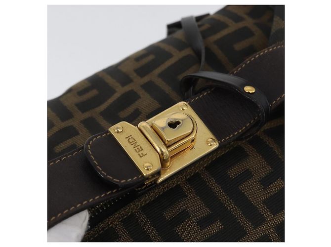Borsa a mano Vanity in tela Zucca FENDI nera marrone oro Auth ARZ429 Nero D'oro - vista 7
