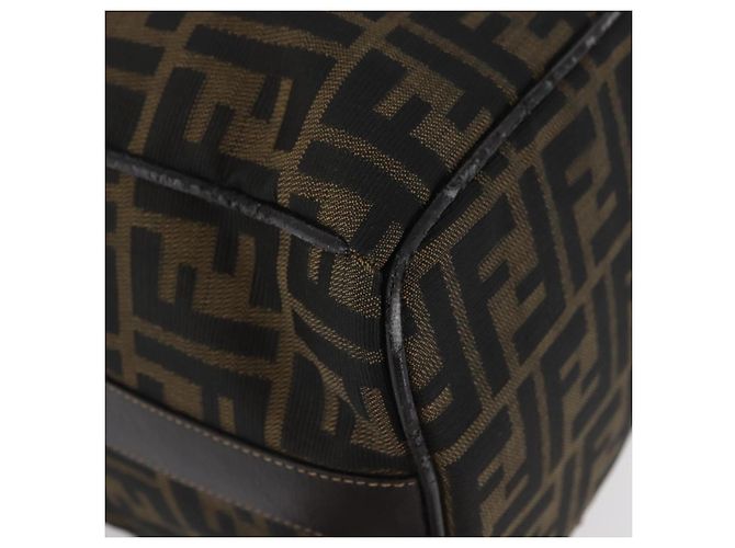 Borsa a mano Vanity in tela Zucca FENDI nera marrone oro Auth ARZ429 Nero D'oro - vista 8