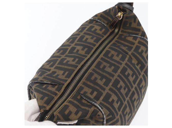 Borsa a mano Vanity in tela Zucca FENDI nera marrone oro Auth ARZ429 Nero D'oro - vista 9