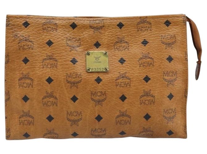 MCM Logogram Vicetos Clutch Bag in Pelle PVC Marrone Auth 173703 - vista 2