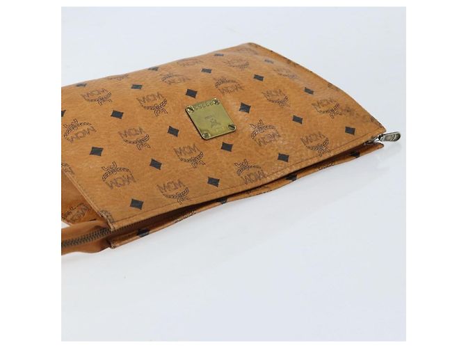 MCM Logogram Vicetos Clutch Bag in Pelle PVC Marrone Auth 173703 - vista 6