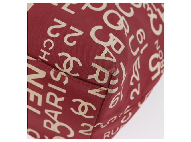 CHANEL Borsa Tote By Sea Line Canvas Rossa CC Auth BA11415A Rosso - vista 11